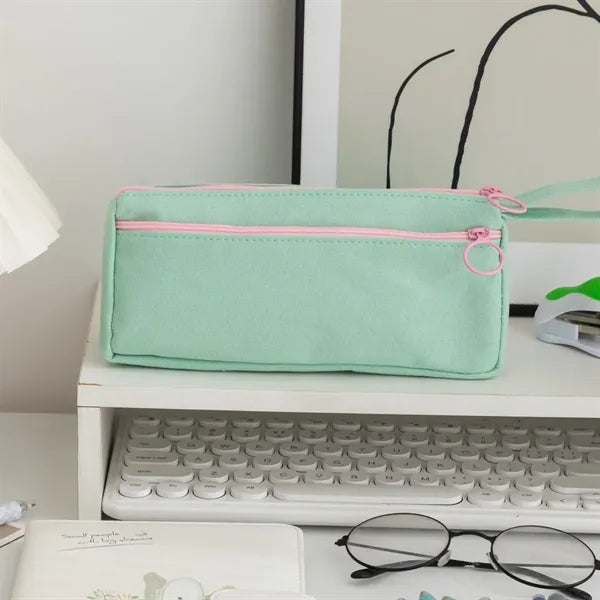Pencil Case with Double Zippers for School