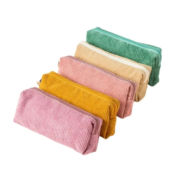 Corduroy Pencil Case with Soft Texture for School and Office