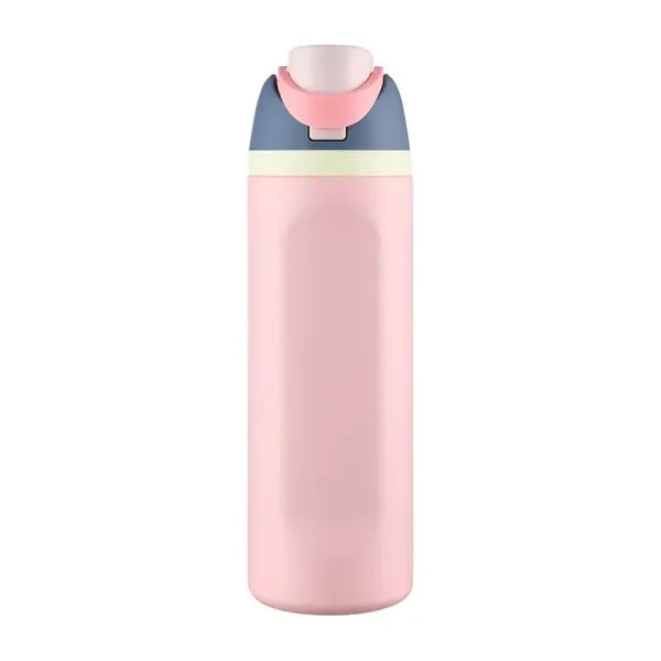 24 oz Push-Button Stainless Steel Bottle