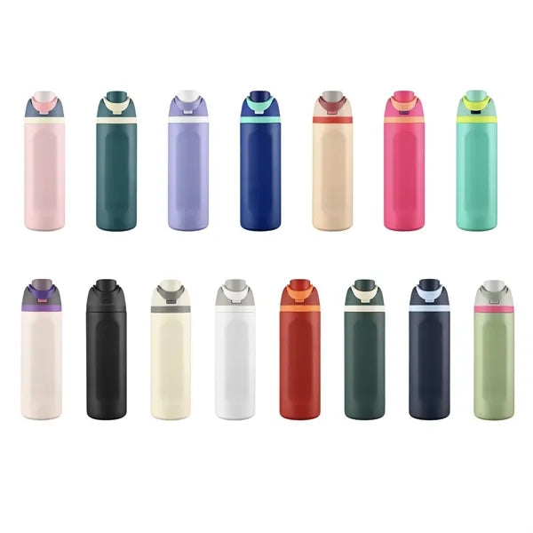 24 oz Push-Button Stainless Steel Bottle