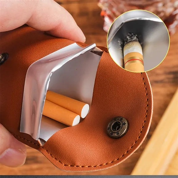 Portable PU Leather Ashtray Pouch