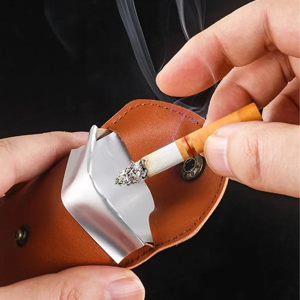 Portable PU Leather Ashtray Pouch