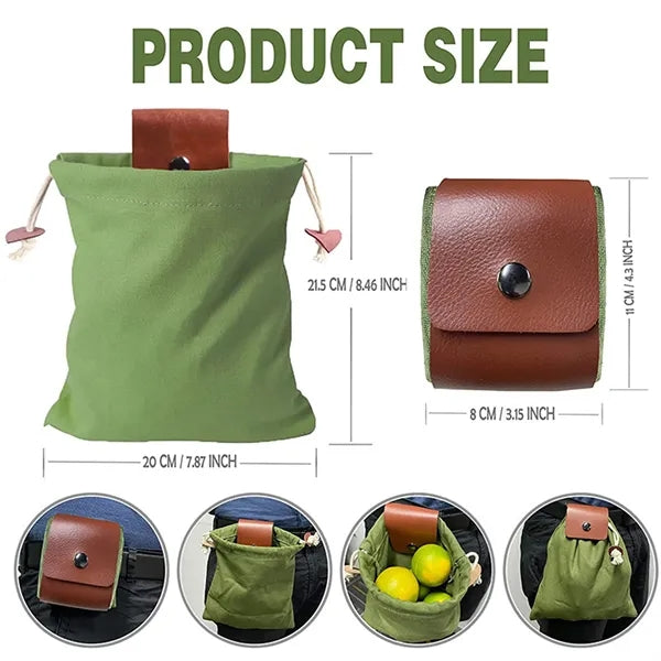 Foldable Leather Foraging Bag