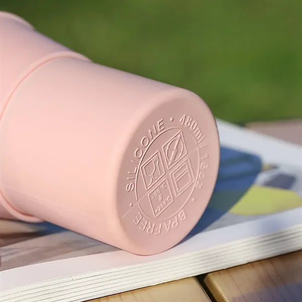 12oz Stretchable Silicone Cup With Straw
