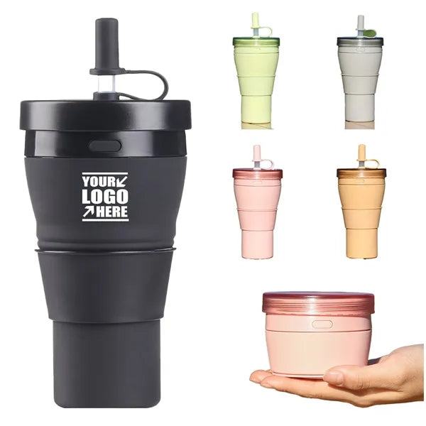 12oz Stretchable Silicone Cup With Straw