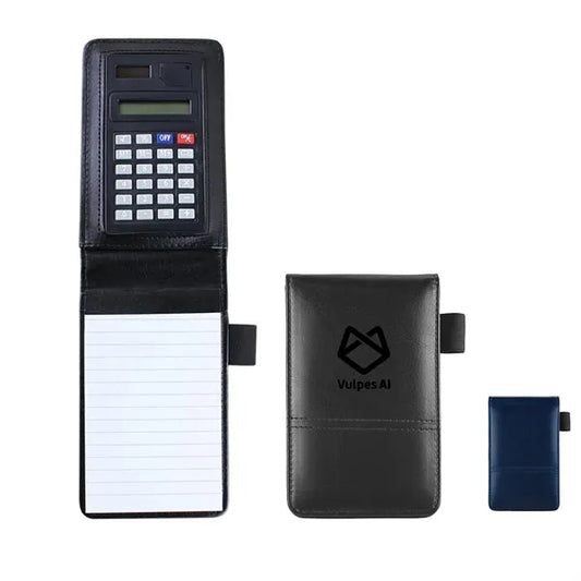 Leather Pocket Memo Pad with Calculator - Ocean
