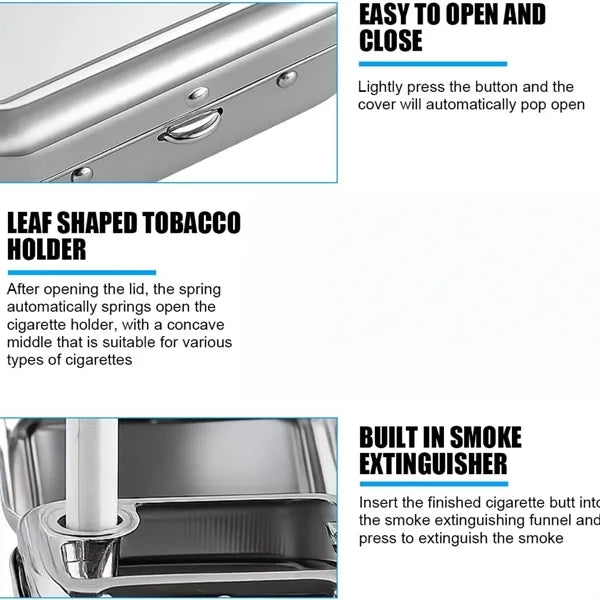 Portable Metal Car Ashtray With Windproof Lid Safe