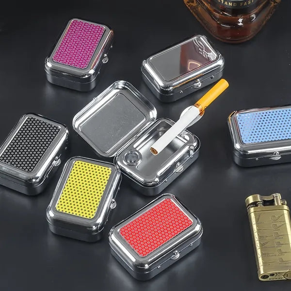 Portable Metal Car Ashtray With Windproof Lid Safe