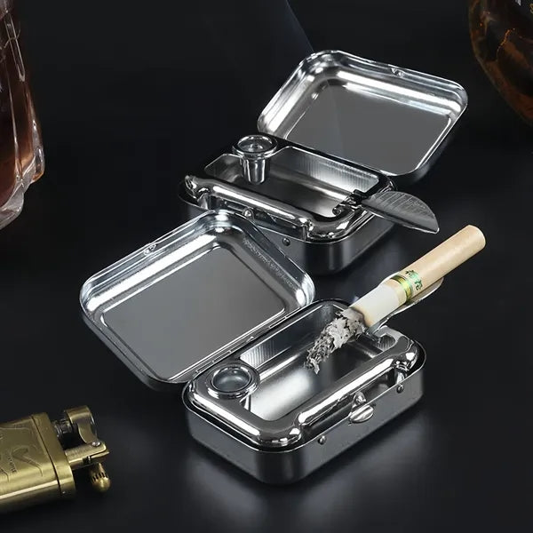 Portable Metal Car Ashtray With Windproof Lid Safe