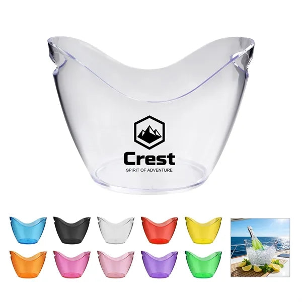 4L Clear Plastic Ice Bucket Cooler With Handle