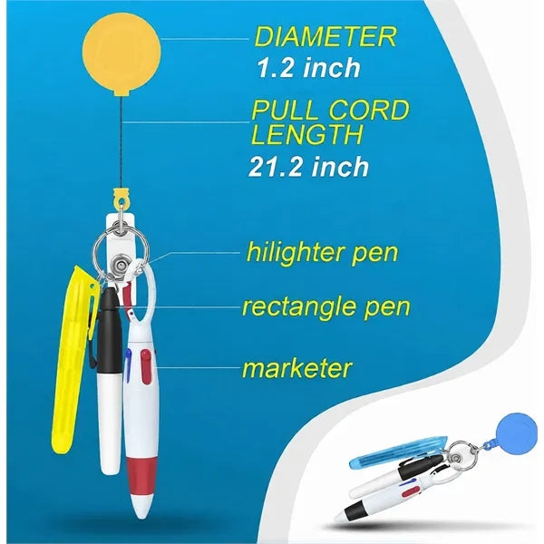 4 In 1 Carabiner Retractable Lanyard Pen Set
