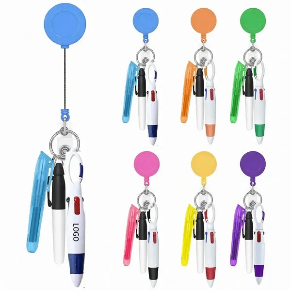 4 In 1 Carabiner Retractable Lanyard Pen Set