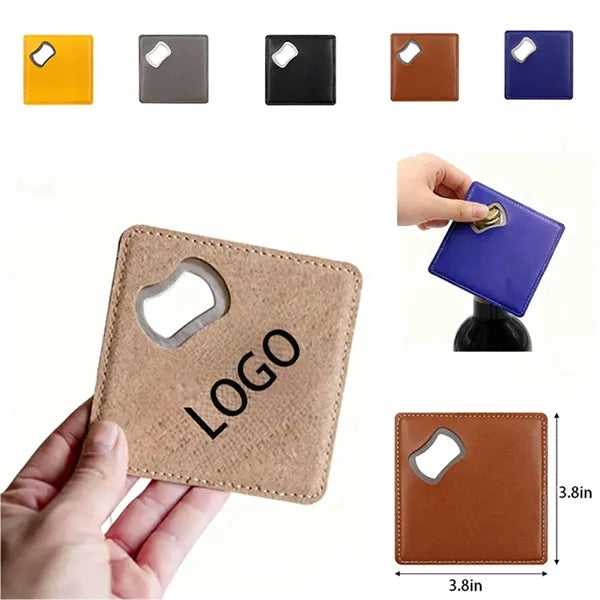 PU Leather Square Bottle Opener