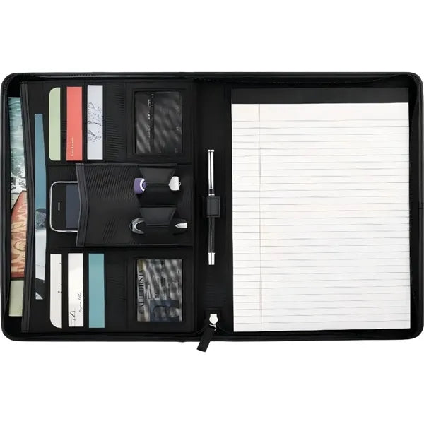 Zippered Executive Padfolio Portfolio with Notepad