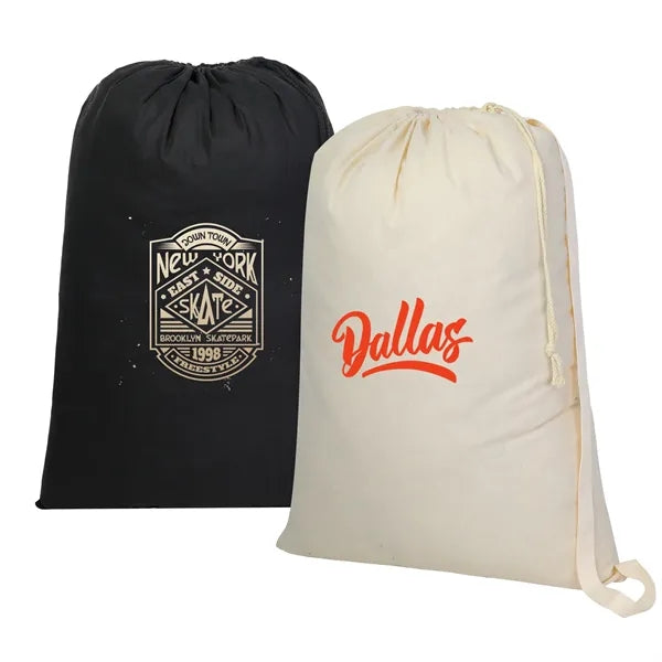 Natural Cotton Laundry Bag with Shoulder Strap