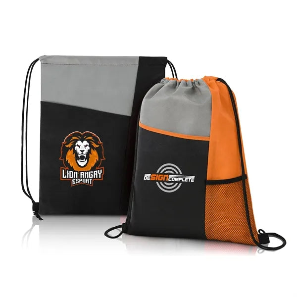 Eco Drawstring Bag with Pocket & Mesh Bottle Holder