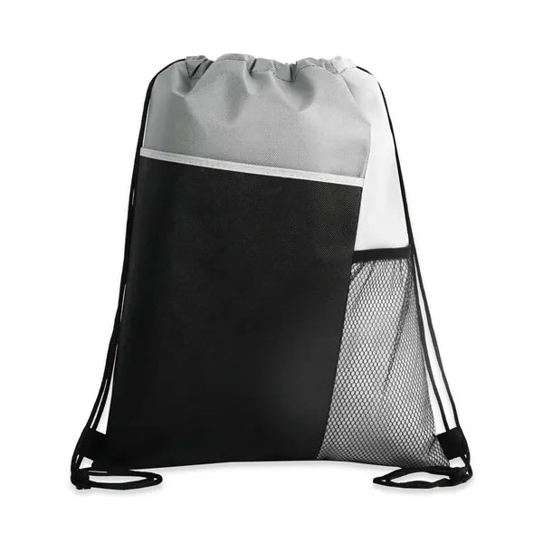 Eco Drawstring Bag with Pocket & Mesh Bottle Holder