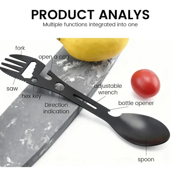 Camping Multitool Utensil Stainless Travel Gear