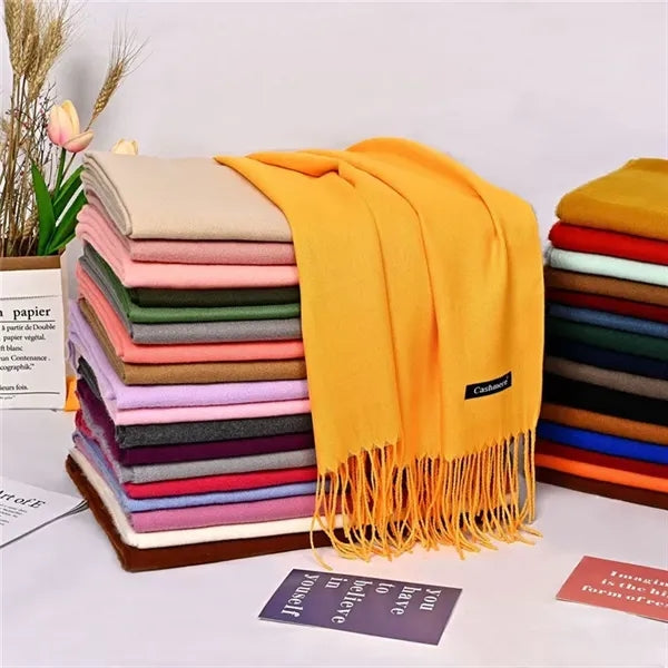 Large Soft Cashmere Solid Shawl Wrap Winter Scarf