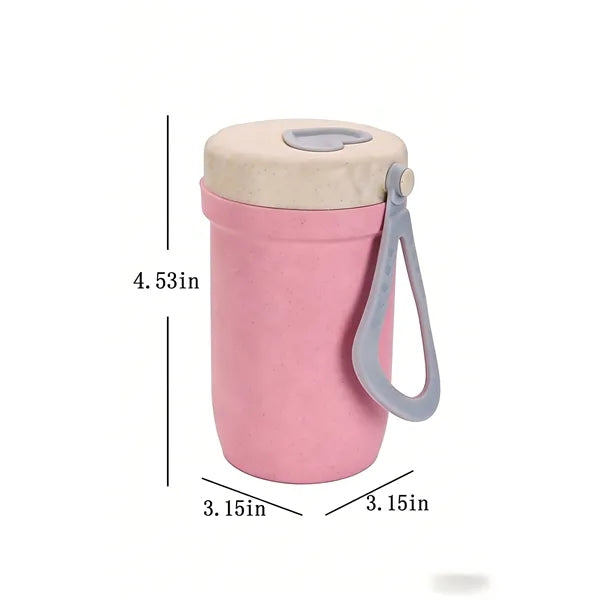 Insulated Double-Layer Breakfast Cup with Lid, Microwave-Saf