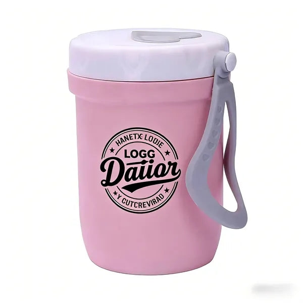 Insulated Double-Layer Breakfast Cup with Lid, Microwave-Saf