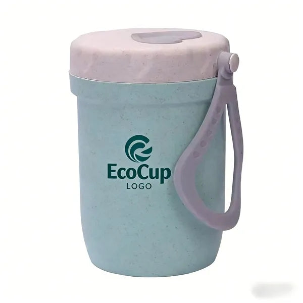 Insulated Double-Layer Breakfast Cup with Lid, Microwave-Saf