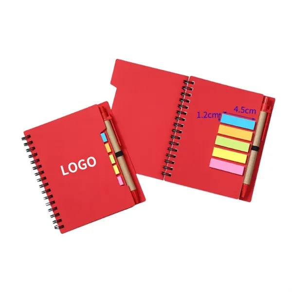 Premium Spiral Sticky Notes Notebook With Pen Set