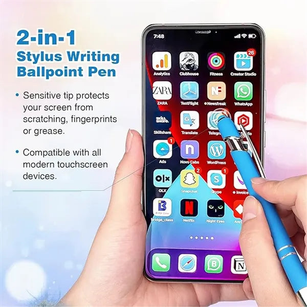 2-in-1 Stylus Retractable Ballpoint Pen