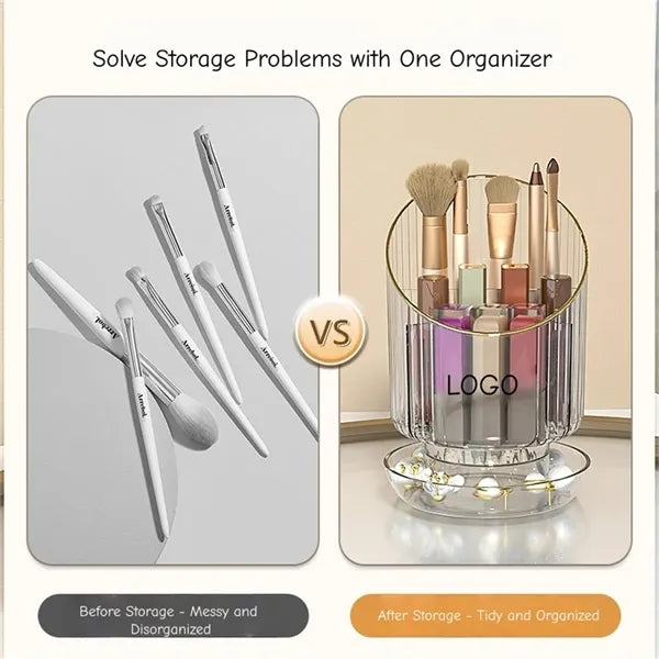 360 Rotate Makeup Brush Holder Organizer for Vanity