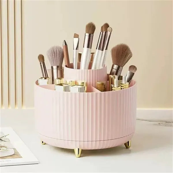 360 Rotating Makeup Brush Holder with Storage Countertop