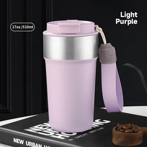 17 Oz Portable Stainless Steel Straw Coffee Bottle