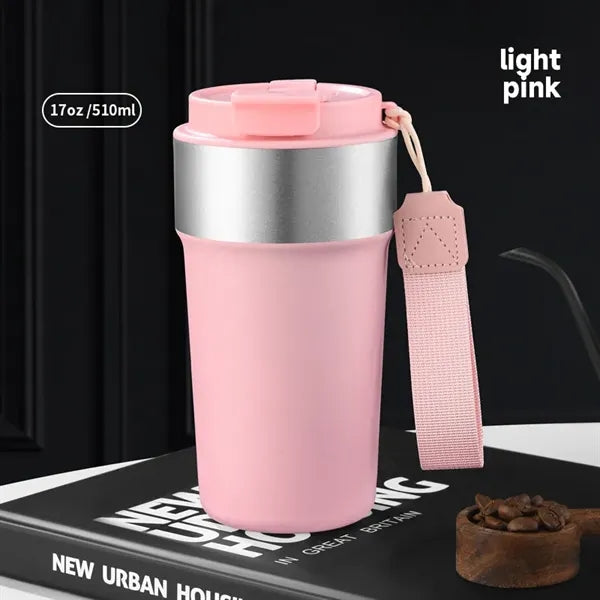 17 Oz Portable Stainless Steel Straw Coffee Bottle