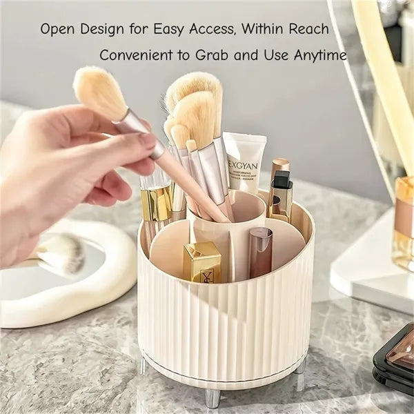 360 Rotating Makeup Brush Holder Open Design Vanity Organize