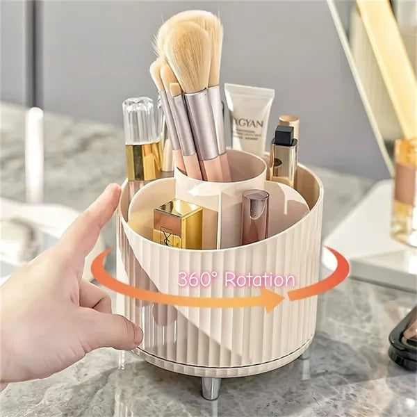 360 Rotating Makeup Brush Holder Open Design Vanity Organize