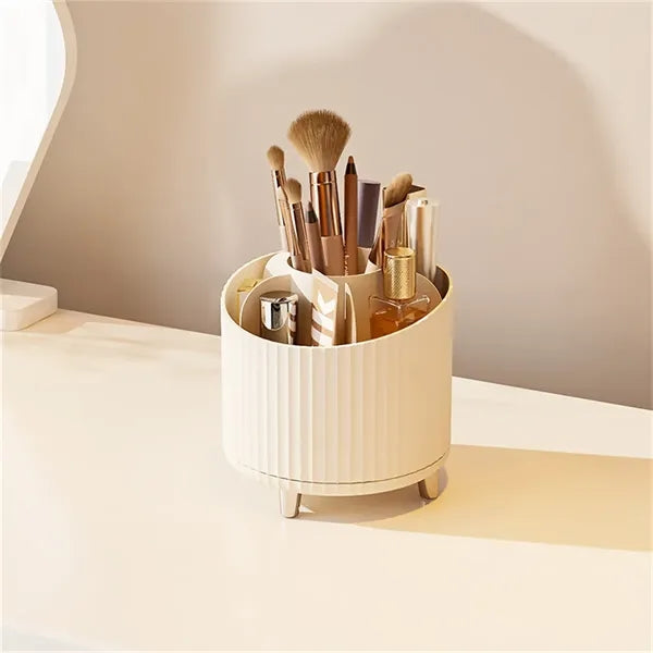 360 Rotating Makeup Brush Holder Open Design Vanity Organize