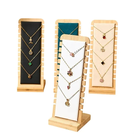 Bamboo Velvet Necklace Stand for Jewelry Organizer