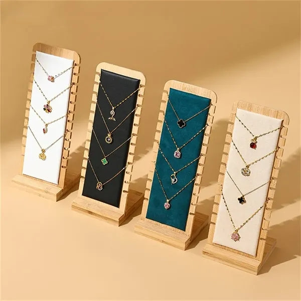Bamboo Velvet Necklace Stand for Jewelry Organizer