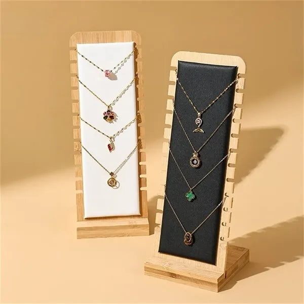 Bamboo Velvet Necklace Stand for Jewelry Organizer