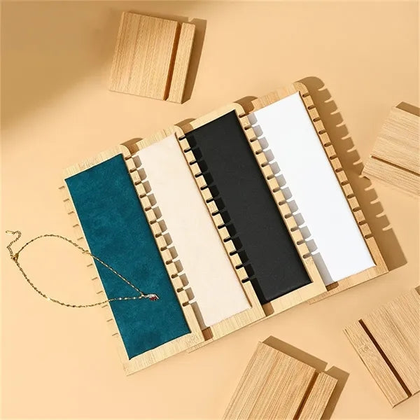 Bamboo Velvet Necklace Stand for Jewelry Organizer