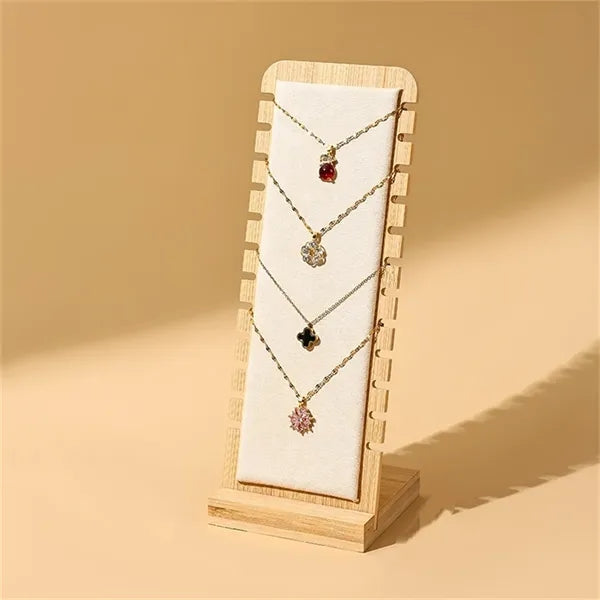 Bamboo Velvet Necklace Stand for Jewelry Organizer