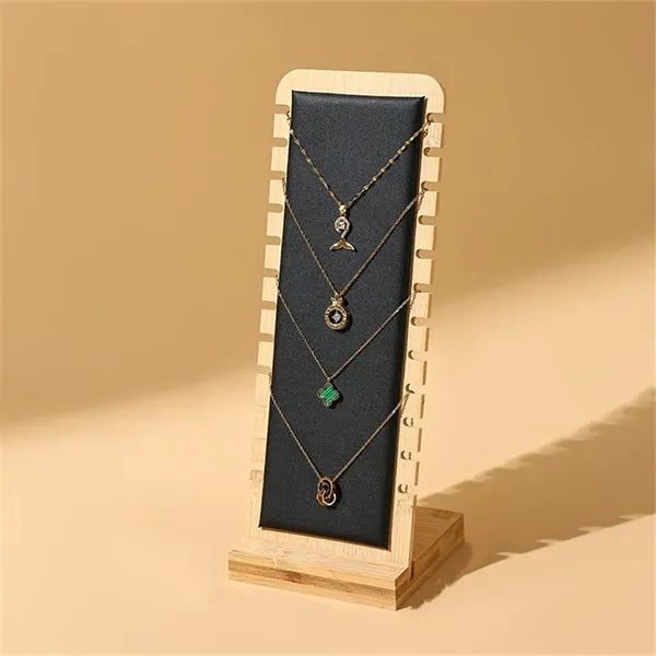 Bamboo Velvet Necklace Stand for Jewelry Organizer