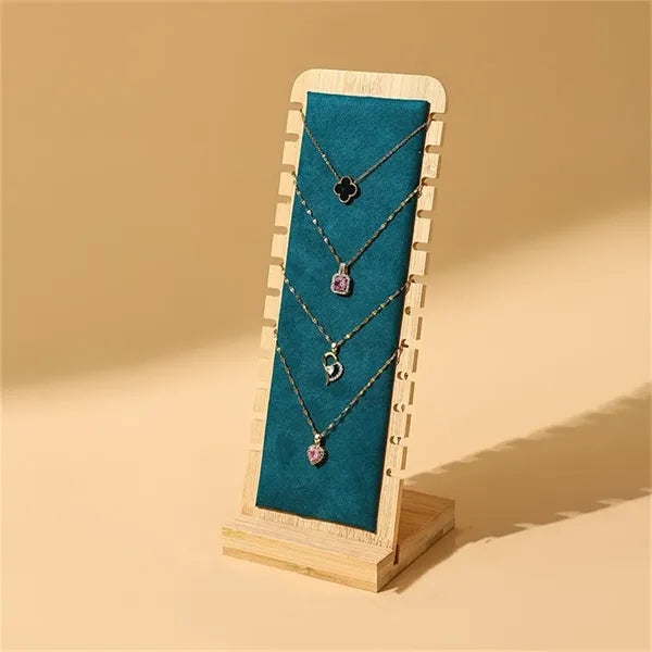 Bamboo Velvet Necklace Stand for Jewelry Organizer