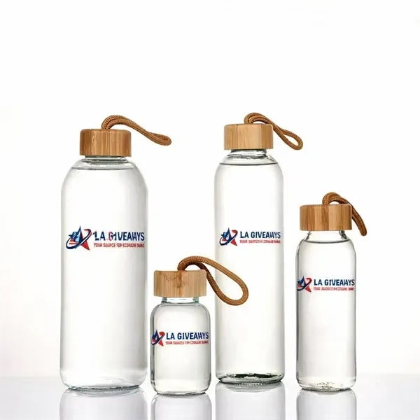 Logo Glass Water Bottle with Stainless steel and lid