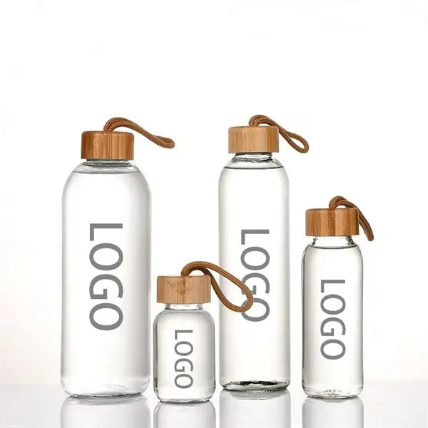 Logo Glass Water Bottle with Stainless steel and lid