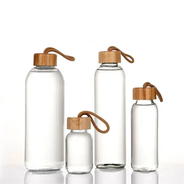 Logo Glass Water Bottle with Stainless steel and lid