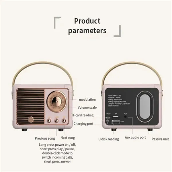Vintage Retro Wireless Mini Bluetooth Speaker