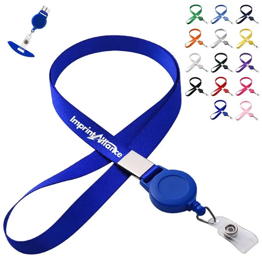 Retractable Flat Polyester Lanyard with Badge Reel