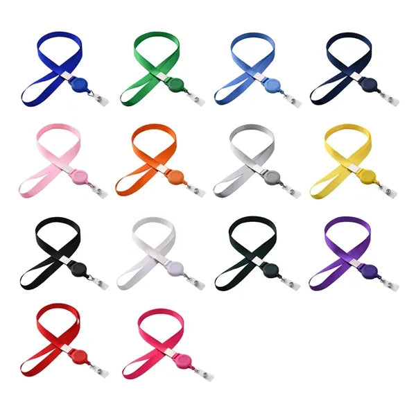 Retractable Flat Polyester Lanyard with Badge Reel