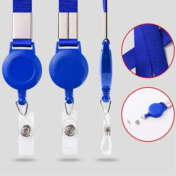 Retractable Flat Polyester Lanyard with Badge Reel