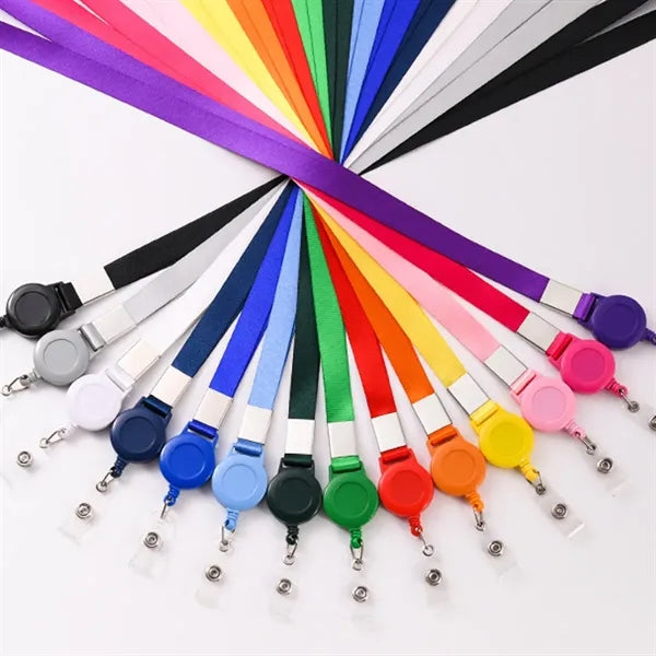 Retractable Flat Polyester Lanyard with Badge Reel